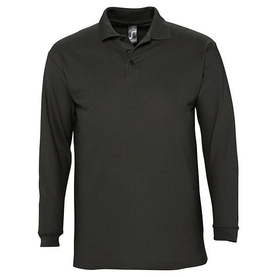 Рубашка поло мужская с длинным рукавом WINTER II 210 черная - подробное фото