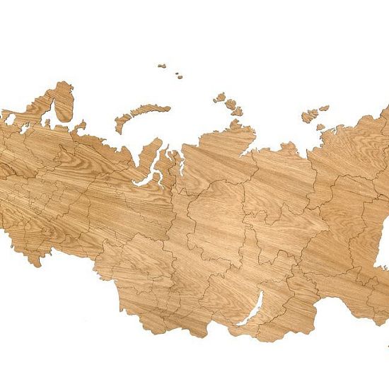 Деревянная карта России, дуб - подробное фото