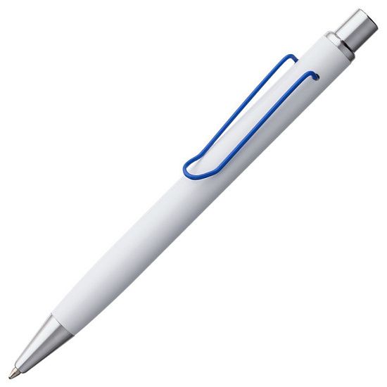 Ручка шариковая Clamp, белая с синим - подробное фото