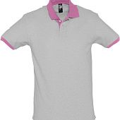 Рубашка поло Prince 190, серый меланж с розовым - фото