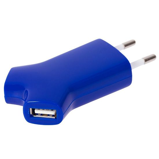 Сетевое зарядное устройство Uniscend Double USB, синее - подробное фото