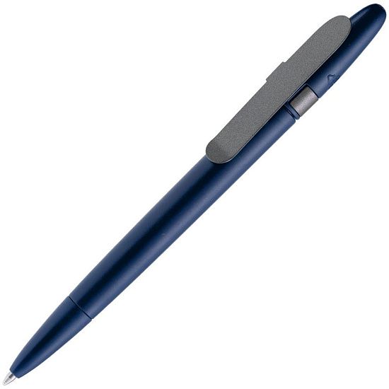 Ручка шариковая Prodir DS5 TSM Metal Clip, синяя с серым - подробное фото