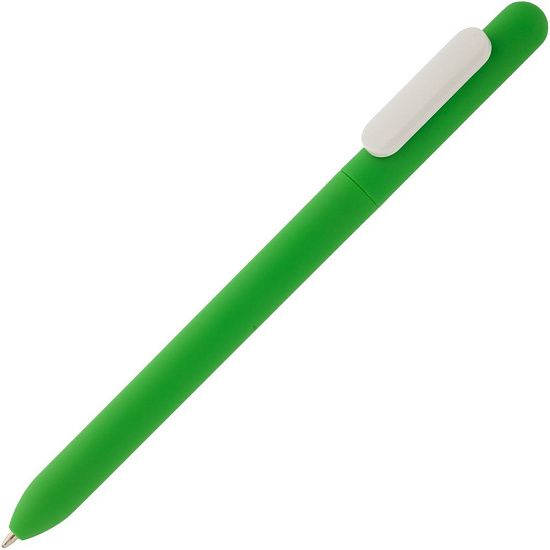 Ручка шариковая Slider Soft Touch, зеленая с белым - подробное фото
