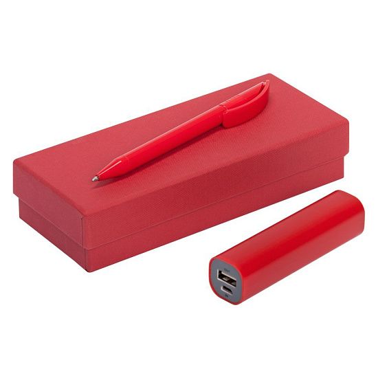 Набор Couple: аккумулятор и ручка, красный - подробное фото