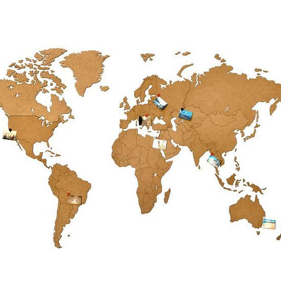 Деревянная карта мира World Map Wall Decoration Large, коричневая - подробное фото