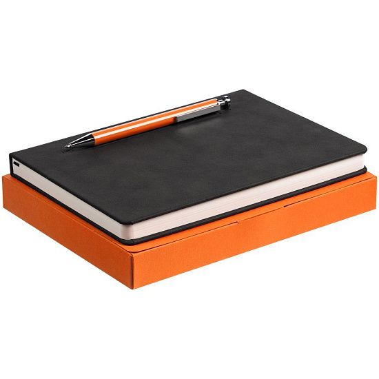 Набор Magnet с ежедневником, черный с оранжевым - подробное фото