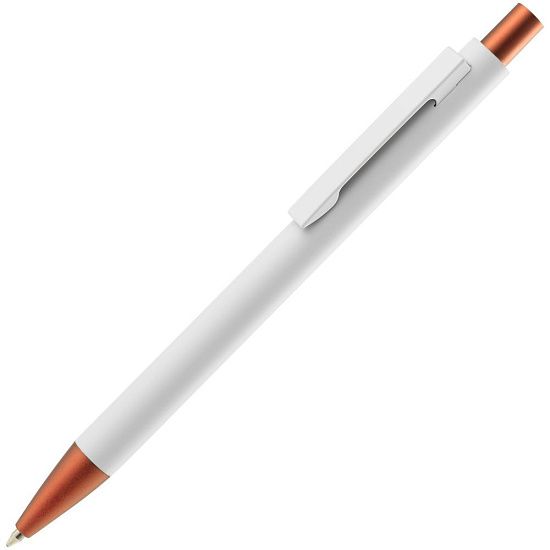 Ручка шариковая Chromatic White, белая с оранжевым - подробное фото