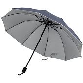 Зонт-наоборот складной Silvermist, темно-синий с серебристым - фото