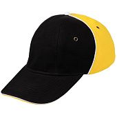 Бейсболка Unit Smart, черная со светло-желтым - фото