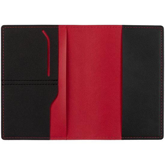 Обложка для паспорта Multimo, черная с красным - подробное фото