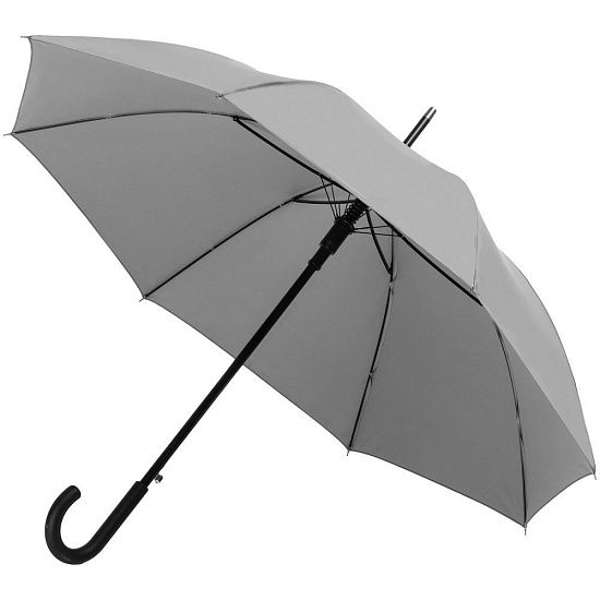 Зонт-трость Manifest со светоотражающим куполом, серый - подробное фото