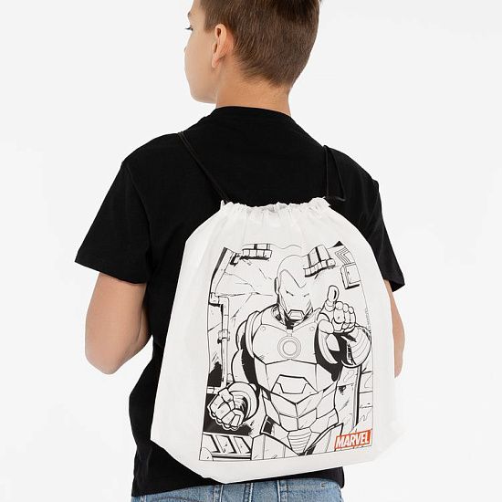 Рюкзак-раскраска с мелками Iron Man, белый - подробное фото