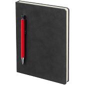 Ежедневник Magnet с ручкой, черный с красным - фото