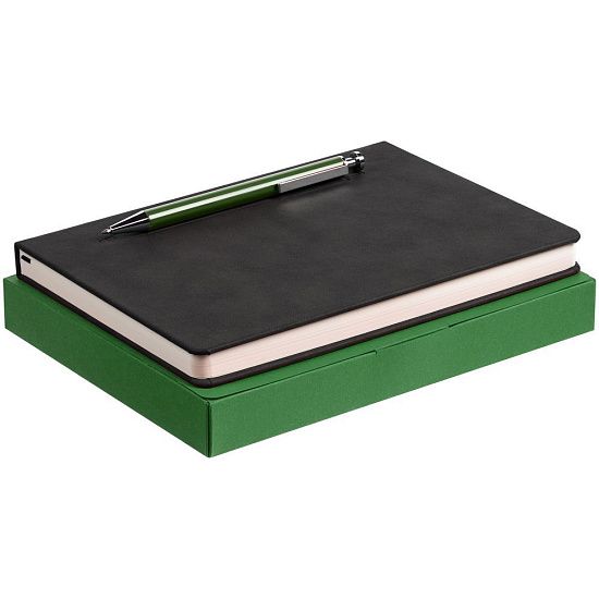 Набор Magnet с ежедневником, черный с зеленым - подробное фото