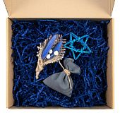 Коробка Grande, крафт с синим наполнением - фото