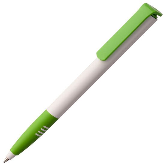 Ручка шариковая Senator Super Soft, белая с зеленым - подробное фото
