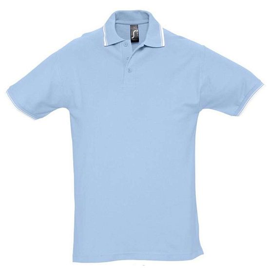 Рубашка поло мужская с контрастной отделкой PRACTICE 270, голубой/белый - подробное фото