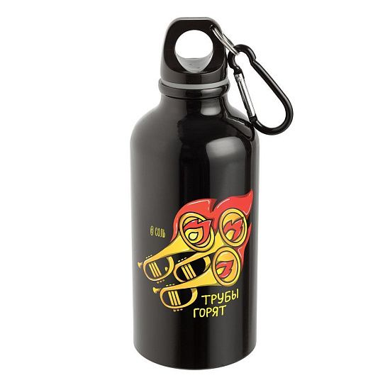 Бутылка для спорта «Трубы горят», черная - подробное фото