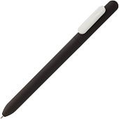 Ручка шариковая Slider Soft Touch, черная с белым - фото