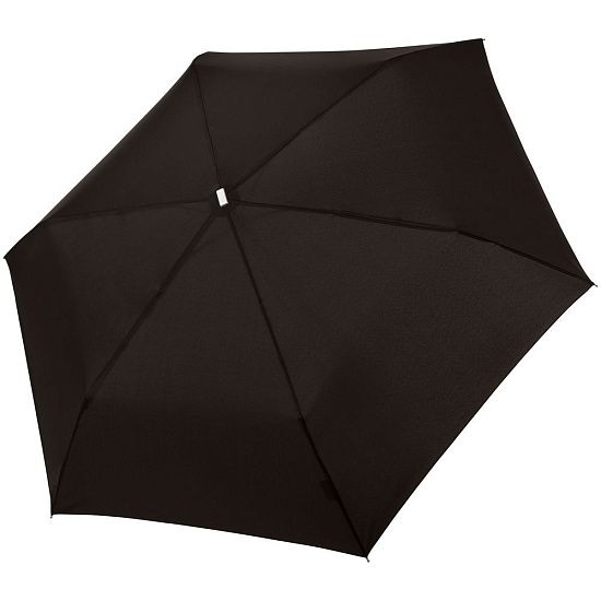 Зонт складной Fiber Alu Flach, черный - подробное фото