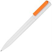 Ручка шариковая Split White Neon, белая с оранжевым - фото
