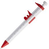 Ручка шариковая «Штангенциркуль», белая с красным - фото