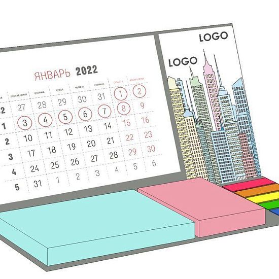 Календарь настольный на заказ Sticky, с блоком 100 листов - подробное фото