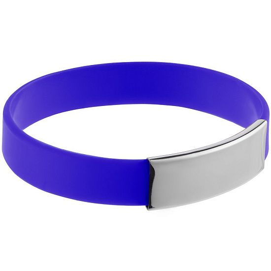 Силиконовый браслет Brisky с металлическим шильдом, синий - подробное фото