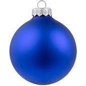 Елочный шар Gala Night Matt в коробке с тиснением, синий, 8 см - фото