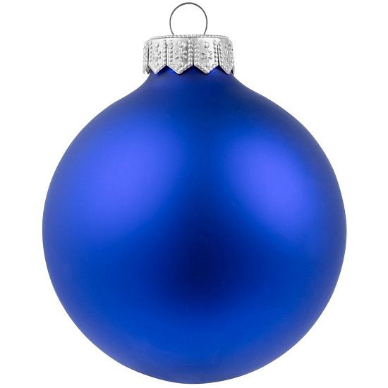 Елочный шар Gala Night Matt в коробке с тиснением, синий, 8 см - подробное фото