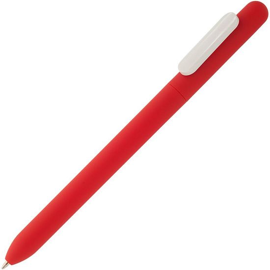 Ручка шариковая Slider Soft Touch, красная с белым - подробное фото