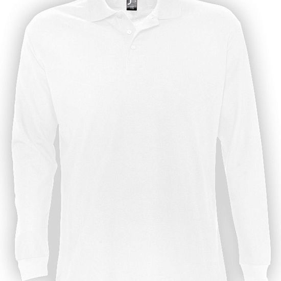 Рубашка поло мужская с длинным рукавом STAR 170, белая - подробное фото