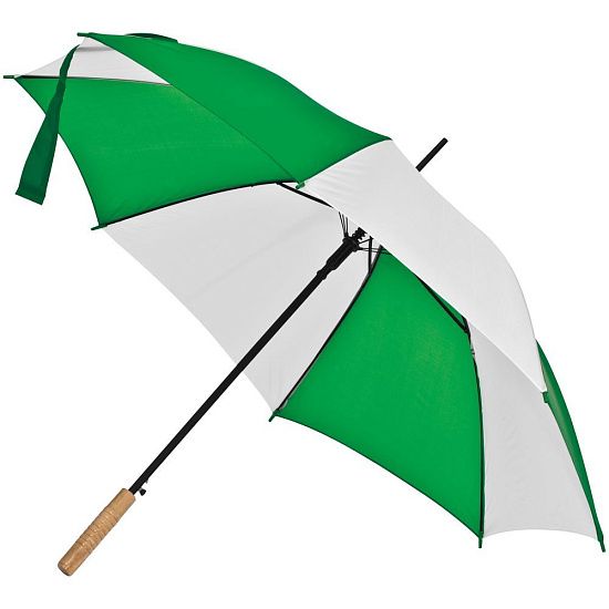 Зонт-трость Milkshake, белый с зеленым - подробное фото