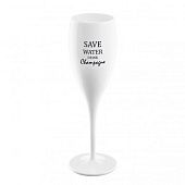 Бокал для шампанского Save Water Drink Champange, белый - фото
