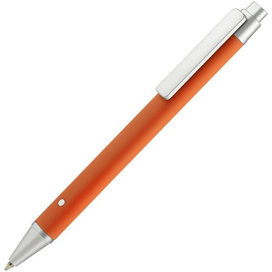 Ручка шариковая Button Up, оранжевая с серебристым - подробное фото