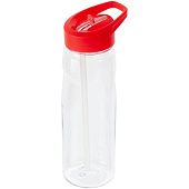 Спортивная бутылка Start, прозрачная с красной крышкой - фото