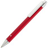 Ручка шариковая Button Up, красная с серебристым - фото
