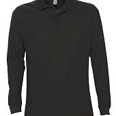 Рубашка поло мужская с длинным рукавом STAR 170, черная - фото