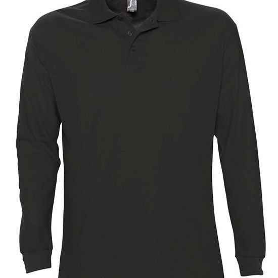 Рубашка поло мужская с длинным рукавом STAR 170, черная - подробное фото