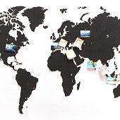 Деревянная карта мира World Map True Puzzle Large, черная - фото
