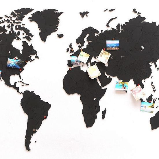 Деревянная карта мира World Map True Puzzle Large, черная - подробное фото