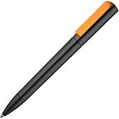 Ручка шариковая Split Black Neon, черная с оранжевым - фото
