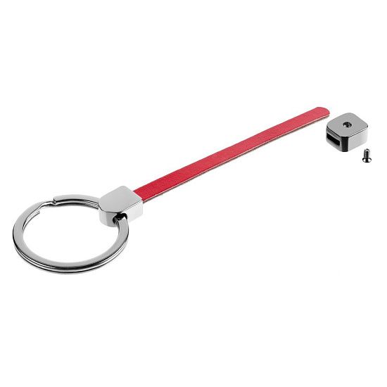 Элемент брелка-конструктора «Хлястик с кольцом и зажимом», красный - подробное фото