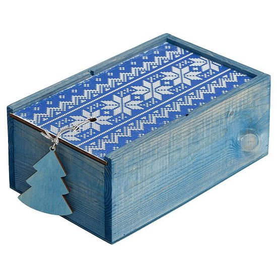 Коробка деревянная «Скандик», малая, синяя - подробное фото