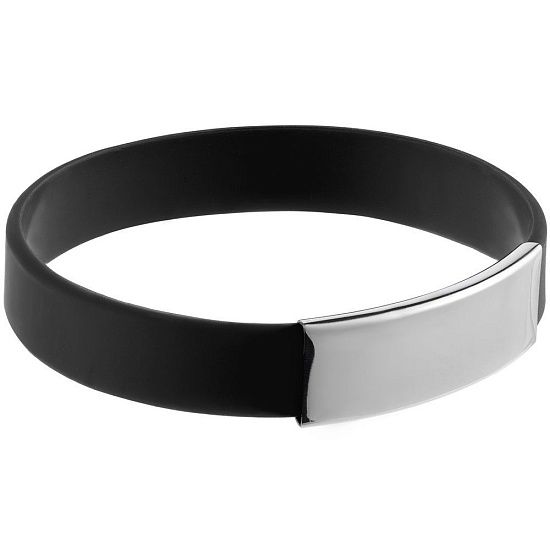 Силиконовый браслет Brisky с металлическим шильдом, черный - подробное фото