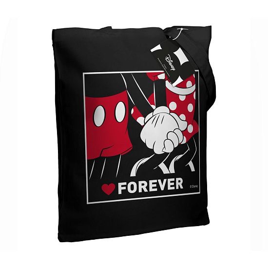 Холщовая сумка «Микки и Минни. Love Forever», черная - подробное фото