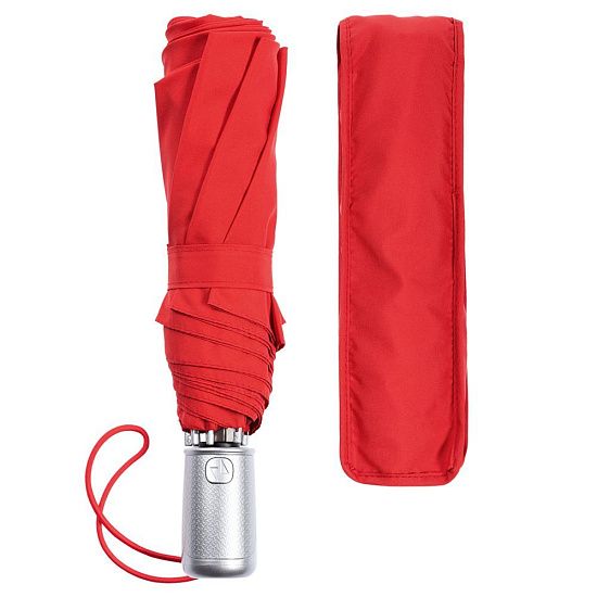 Складной зонт Alu Drop S, 3 сложения, 8 спиц, автомат, красный - подробное фото