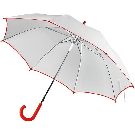 Зонт-трость Unit White, белый с красным - подробное фото