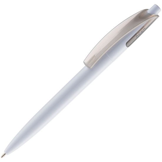 Ручка шариковая Bento, белая с серым - подробное фото