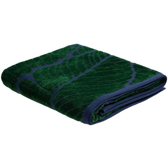 Полотенце In Leaf, большое, синее с зеленым - подробное фото